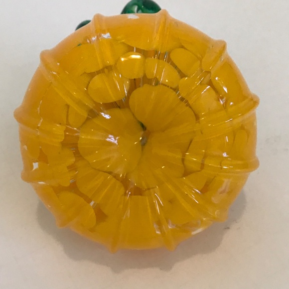 Art Blown Glass Pumpkin Curly Stem 3” Orange and Green - Picture 12 of 16